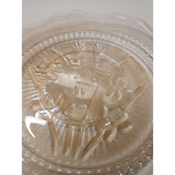 Amber Carnival Glass Jeannette Iris & Herringbone Plate 5 1/2” Marigold - Picture 5 of 10